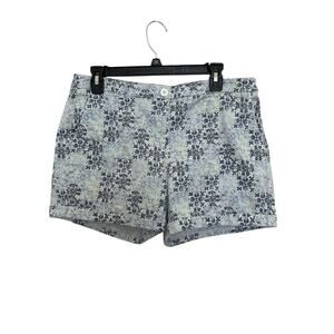 Juniper + Lime Blue Floral Cotton Womens Chino Cuffed Shorts Size 10